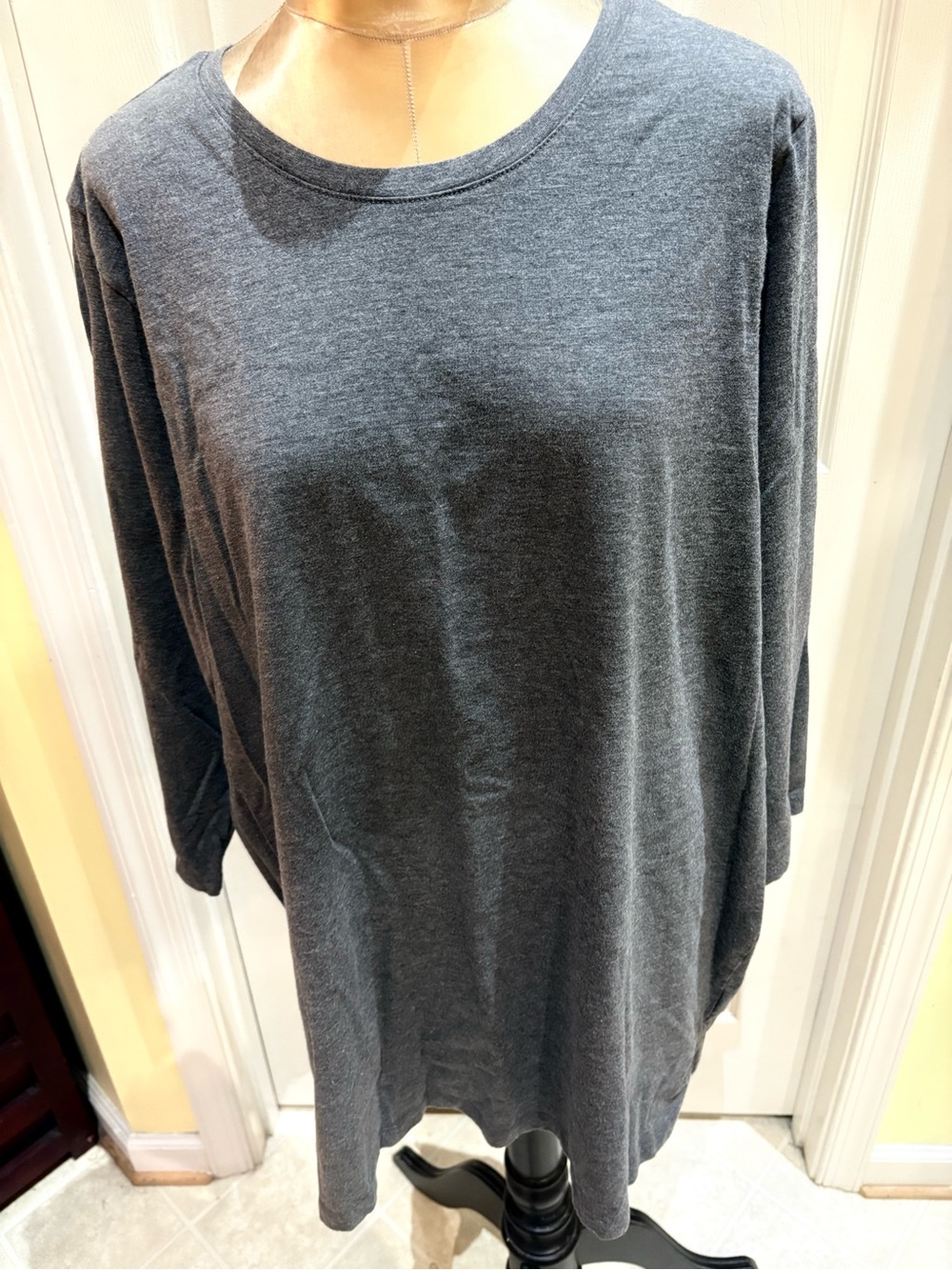Simple Lands End Charcoal Gray Long Sleeve Tunic 3X